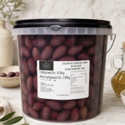 Kalamata Oliven Extra Jumbo mit Kern in Salzlake 2,8Kg Abtropfgewicht