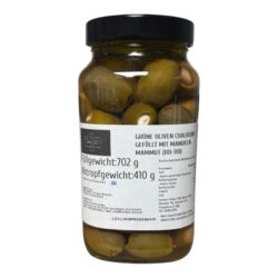 Grüne Oliven Chalkidiki mit Mandeln Gefüllt 410g Abtropfgewicht