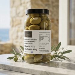 Grüne Oliven Chalkidiki mit Mandeln Gefüllt 410g Abtropfgewicht