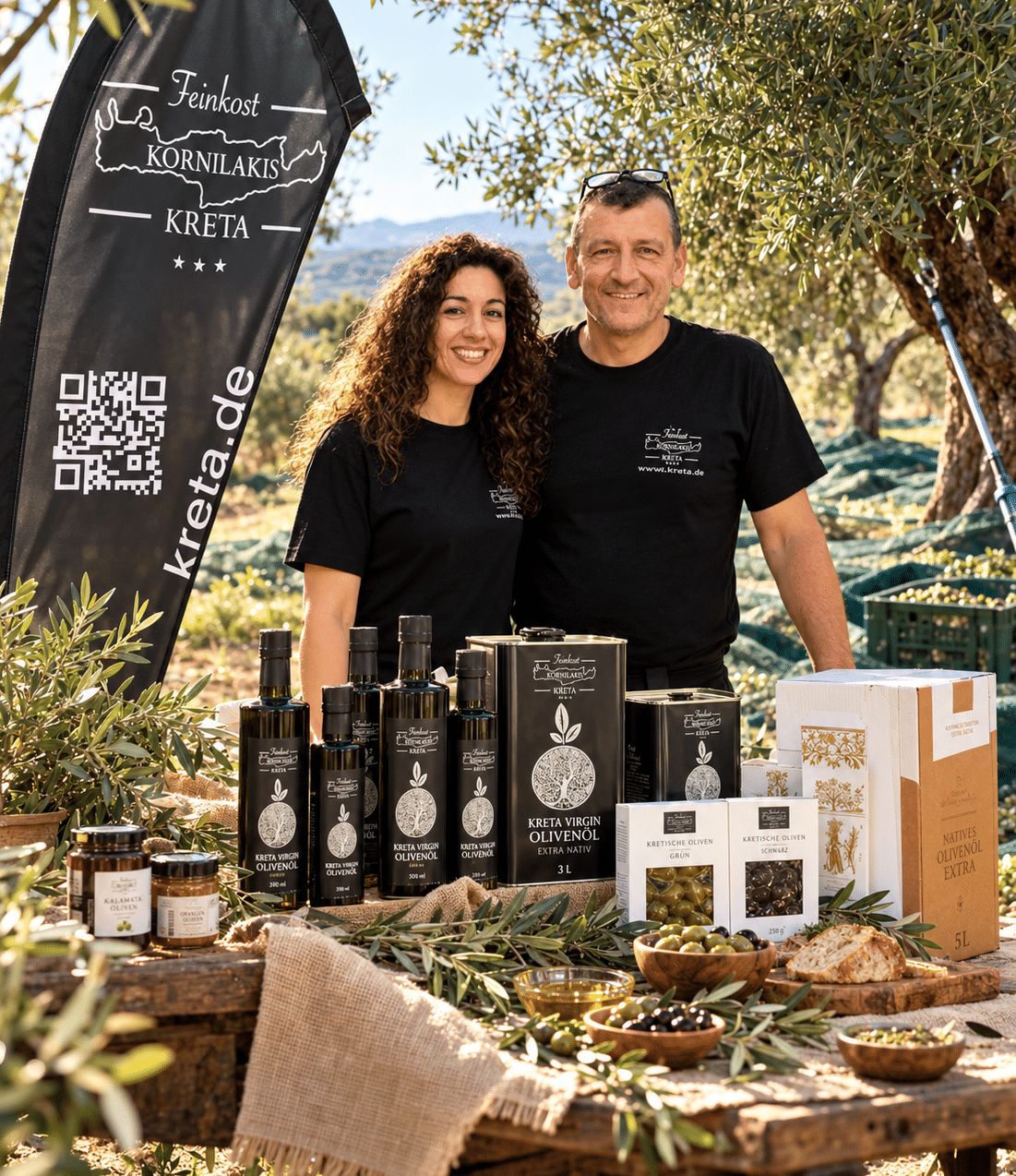 Feinkost Kreta im Olivenhain Prodruktauswahl von Feinkost Kreta von Familie Kornilakis vorgestellt